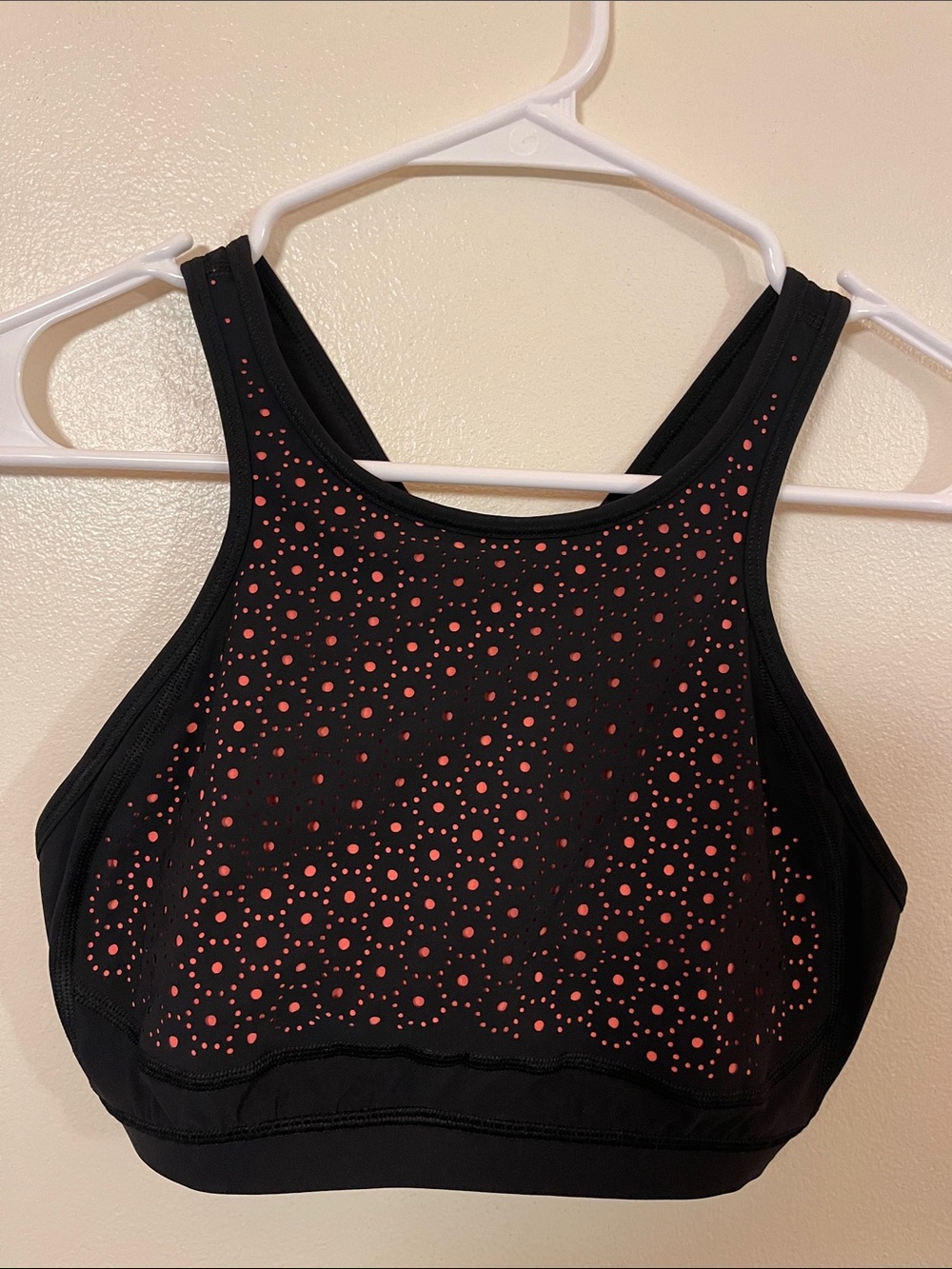 lululemon athletica Black Sports Bra with Pink Underlay Laser-Cut Detail